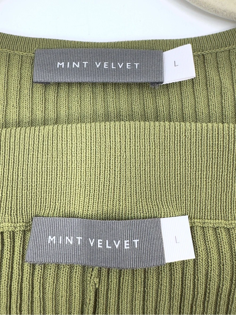 Mint Velvet Green Ribbed Tank Midi Skirt Matching Set Knit Size L Large